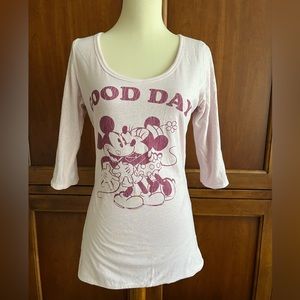 Mickey and Minnie Scoop Neck Reversible Top EUC